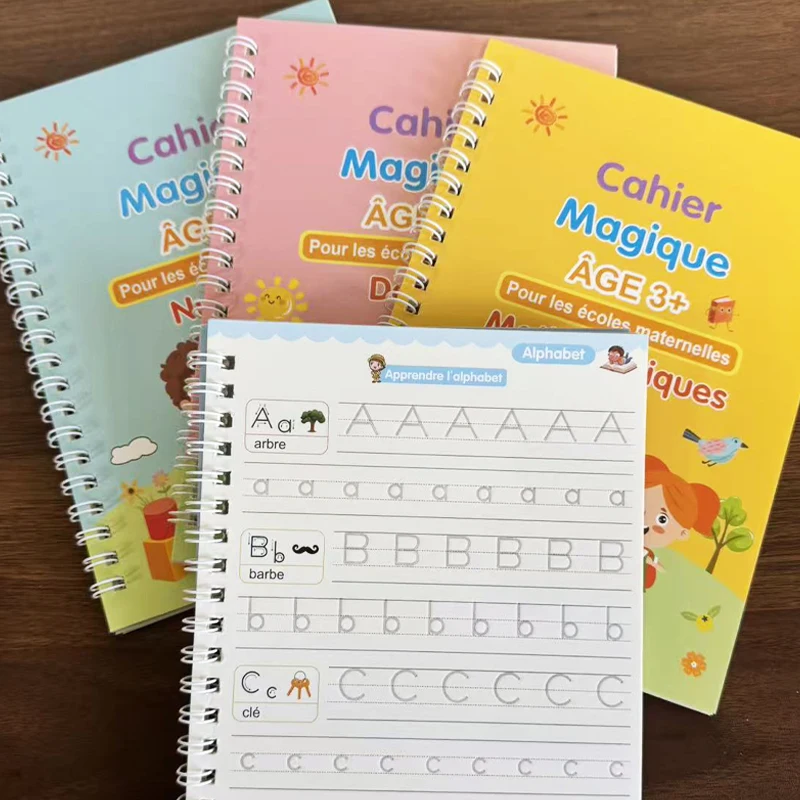 4 Books of French 1 Set Calligraphy Practice Calligraphy Numbers Mathematics Letters Drawing Pen Control Training