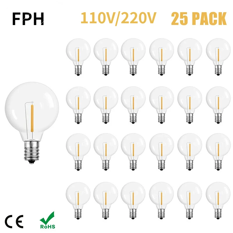 

6-25X G40 Led Replacement Light Bulbs Vintage 1W E12 220V Equvalent 5W Incandescent Decorative LED Light Bulbs for String Light