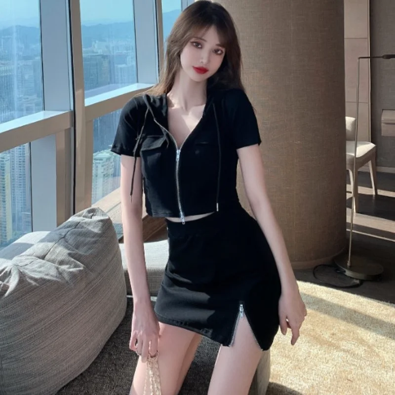 

Комплекты юбок, женские однотонные универсальные комплекты с капюшоном, простые, специальные, весенние, для творчества, популярные базовые комплекты для отдыха, корейский стиль, женские сексуальные крутые