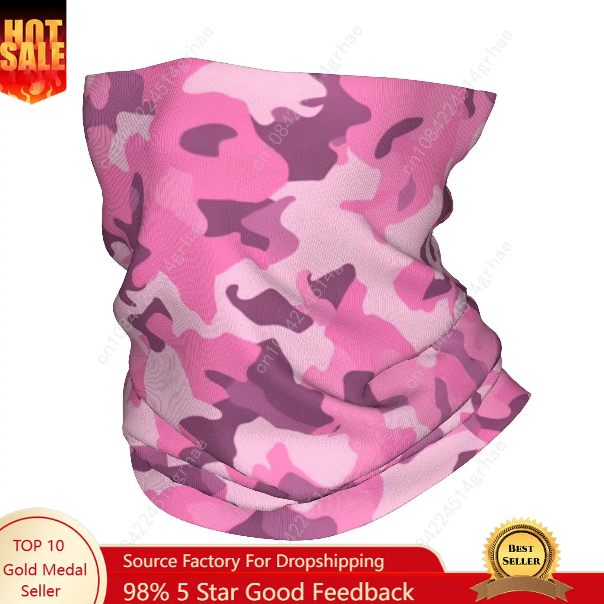 

Custom Pink Camo Neck Gaiter Men Women Windproof Winter Bandana Scarf for Cycling