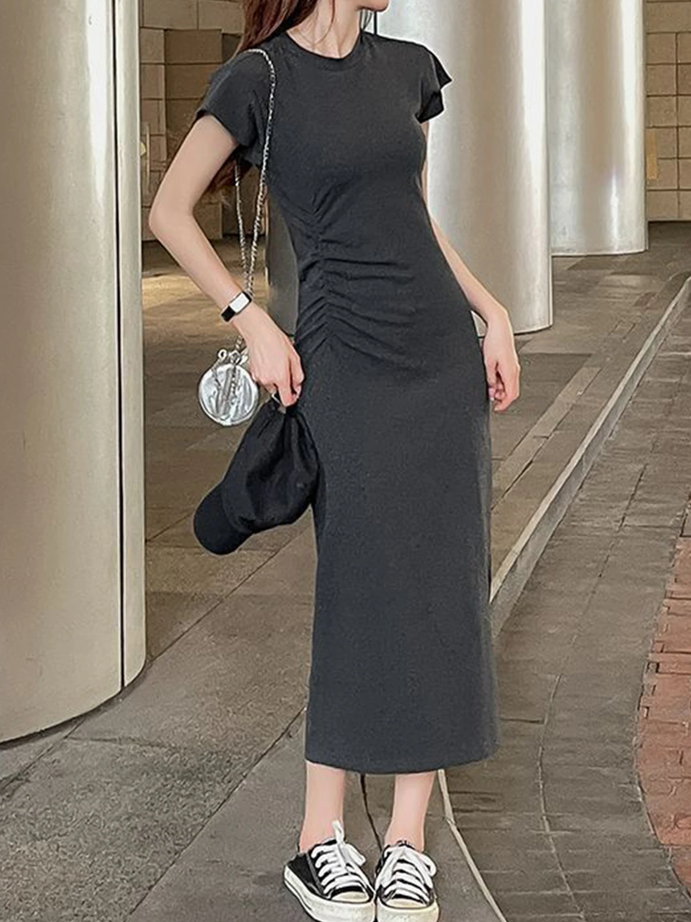 Sommerkleid mit tailliertem Schnitt, heißer Mädchenstil, schlankes Kleid, lässiger, entspannter Stil, reines Wunschkleid, langes Rockkleid, Hüftrock, Damen-Sommerkleid – Detail 10