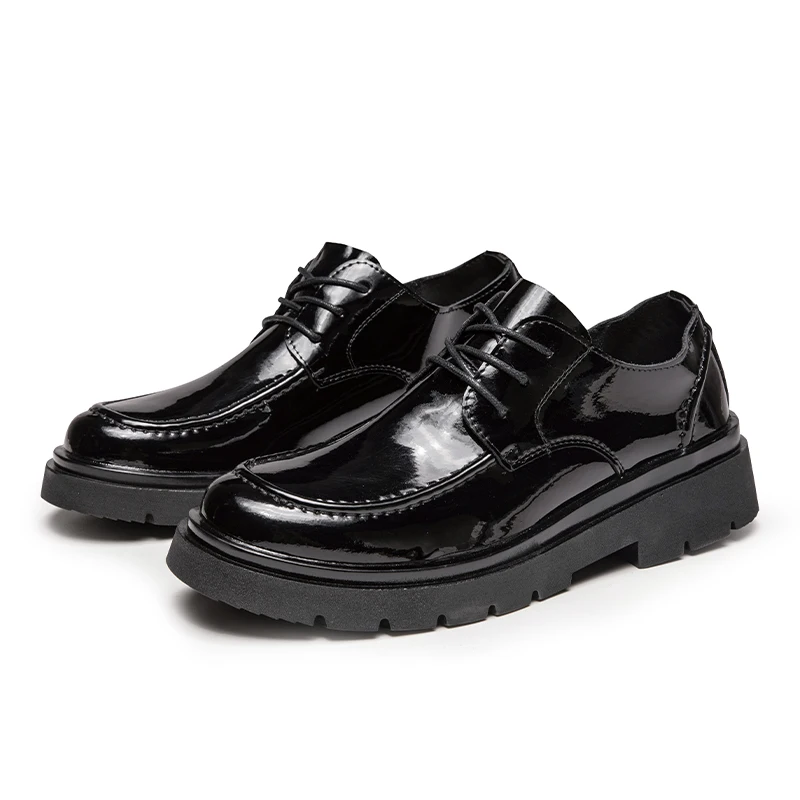 Brand Spring Autumn Men Dress Shoes Lace Up Casual Black Leather Shoes Men Glossy Loafers Luxury Wedding Party Male Shoes men