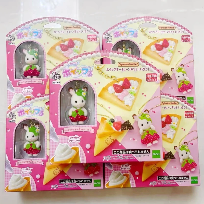 

Genuine Sylvanian Families Pretend Play Strawberry Chocolate Bunny Furniture Ghost Halloween Donut Model Toy Play House Xmasgift