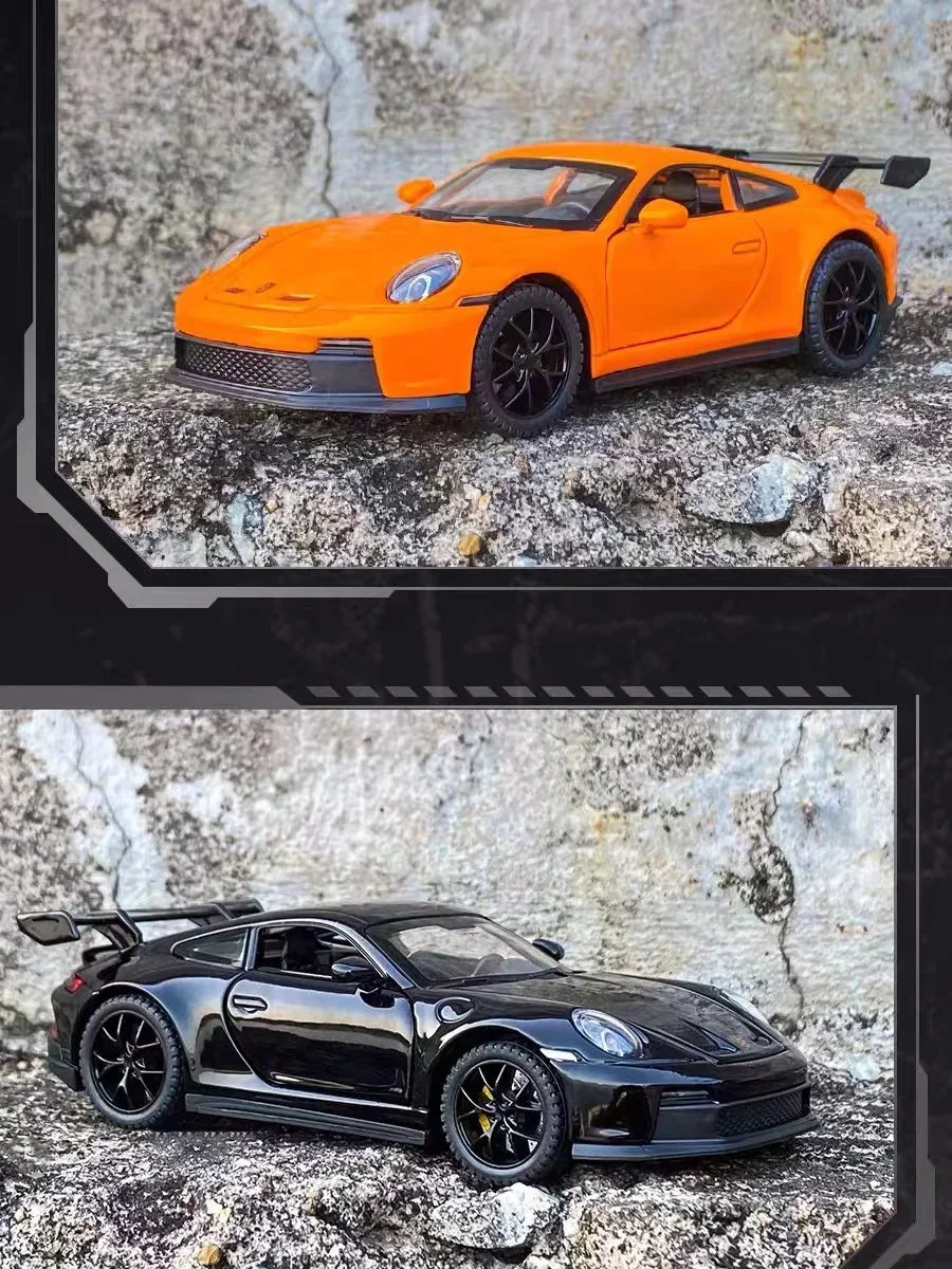 1:32 Porsche 911 GT3 Supercar Alloy Car Model With Pull Back Sound Light Children Gift Collection Diecast Toy Model Ornament