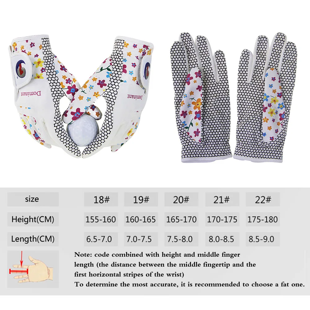 Gants de golf coordonnants en cuir cool pour femmes, 1 paire, respirant, coloré, floral, été