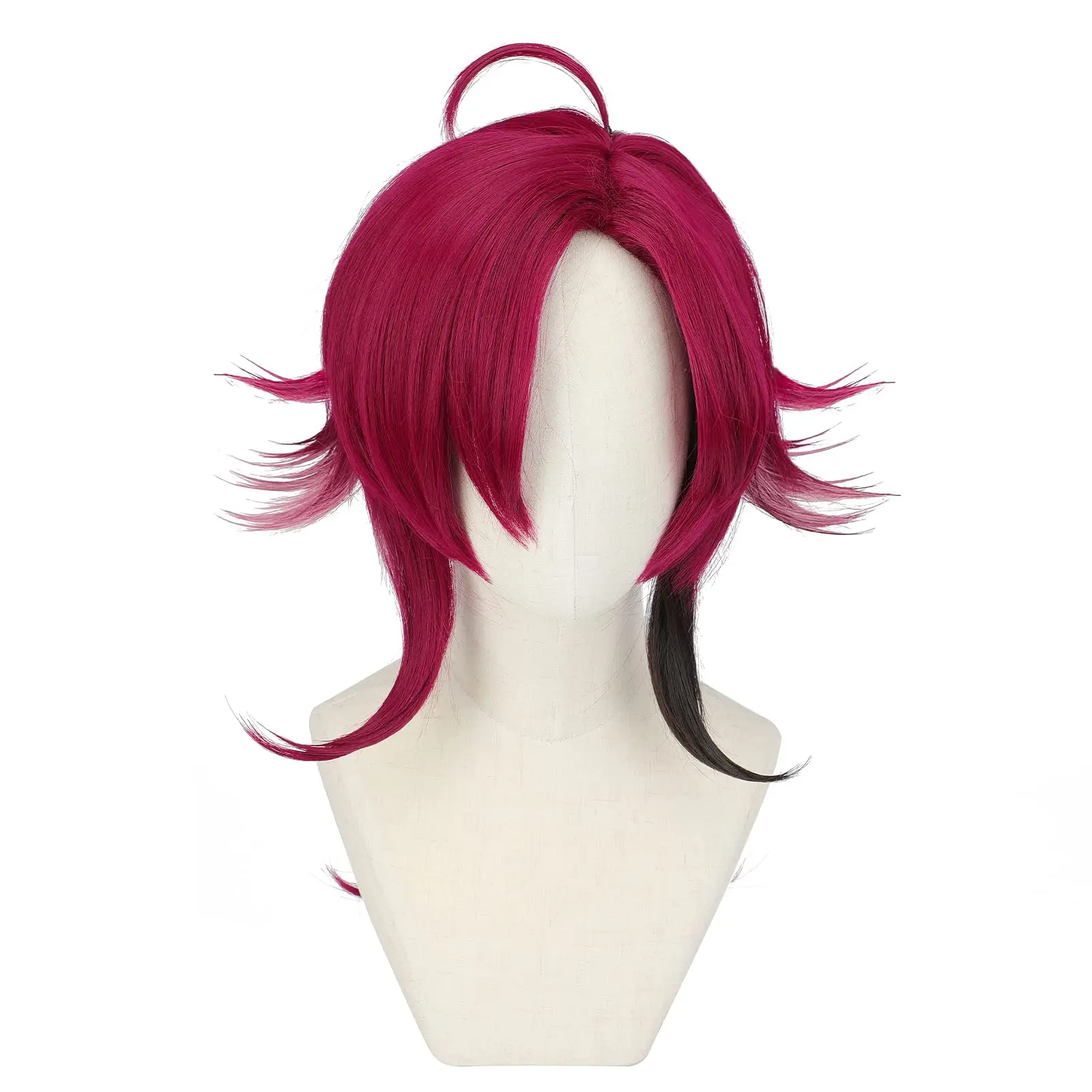 Shangzi-pelucas de Cosplay Shikanoin Heizou para hombres, disfraz de Anime, Genshin Game, peluca corta y esponjosa de pelo rojo vino con flequillo Masculino