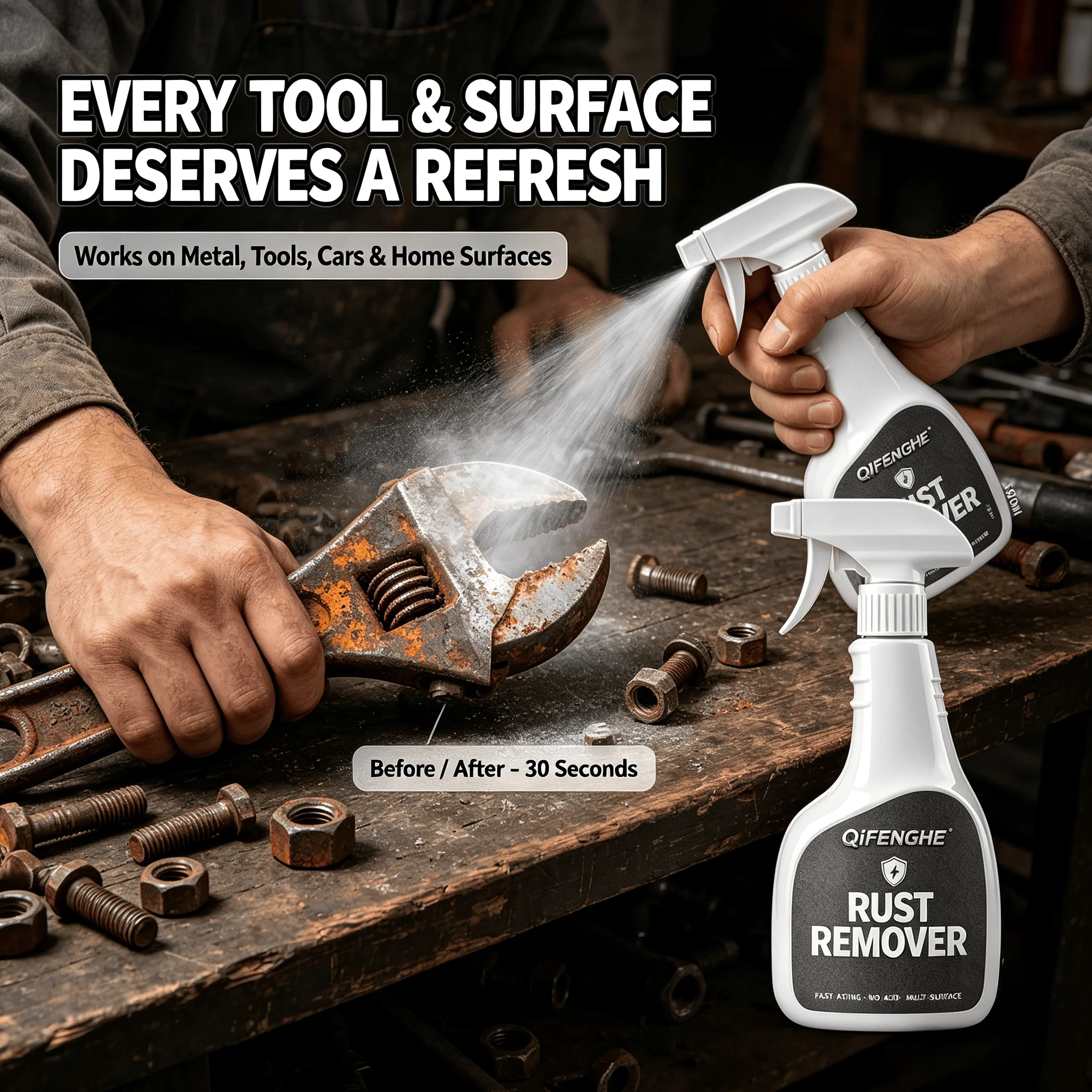 500ml BEST SELLER Rust Remover Spray, Fast Acting Multi-Surface Rust Cleaner, No Damage No Residue for Car Wheels Metal Tile Hom