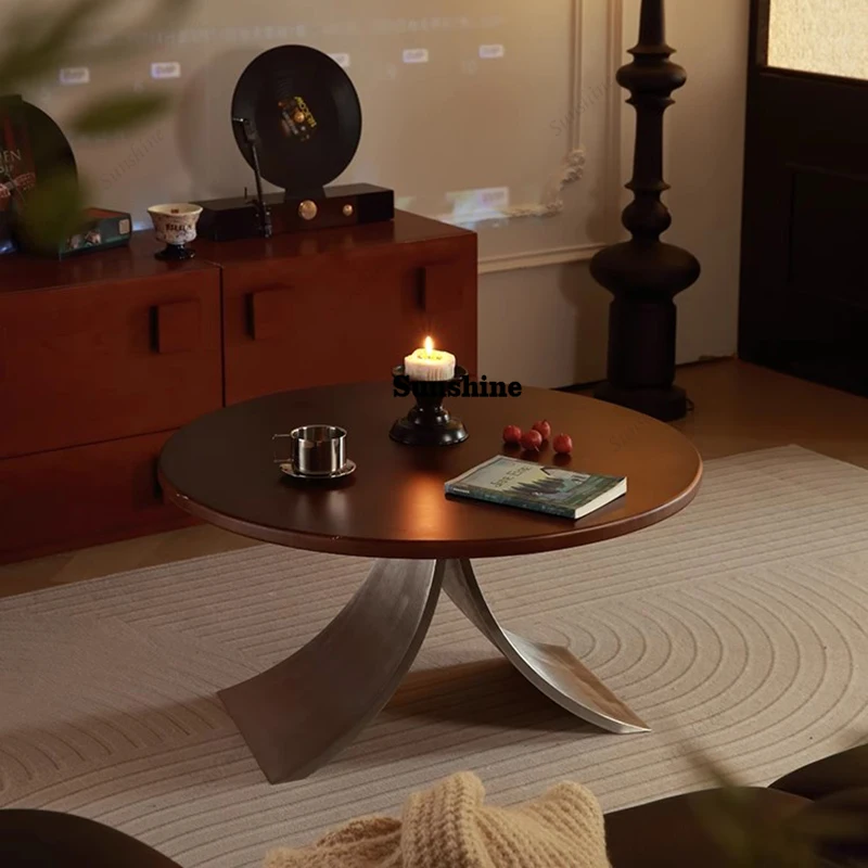 

Nordic Style Unique Coffee Table Round Design Midcentury Minimalist Coffee Table Living Room Aesthetic Table Basse Furniture
