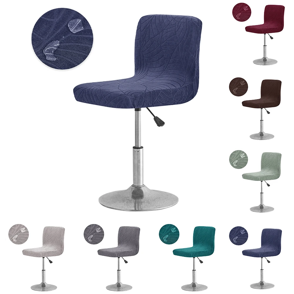 

Solid Color Leaf Jacquard Bar Chair Cover Non-slip Short Back Bar Stool Seat Covers Slipcover Dining Chair Case Stolebetræk 1PC