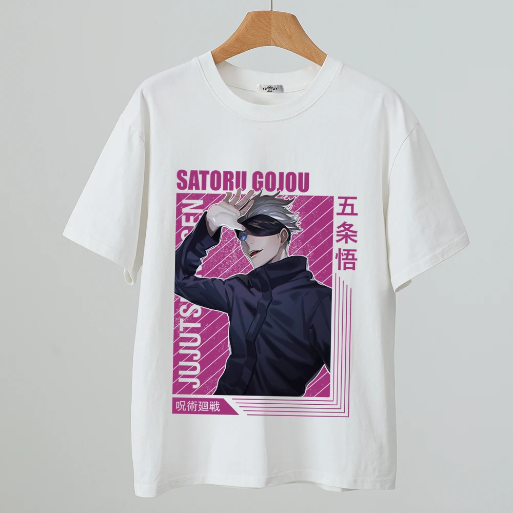 Хлопковая футболка с принтом аниме Jujutsu Kaisen Satoru Gojo, удобная повседневная футболка унисекс, удобная повседневная одежда, мягкая на ощупь
