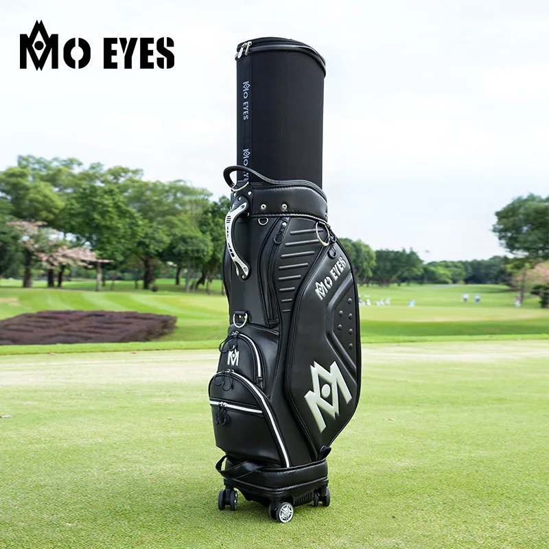 PGM MO EYES Golf Bag Mens Telescopic Standard 3D Embossed 4 Wheel Push Air Travel