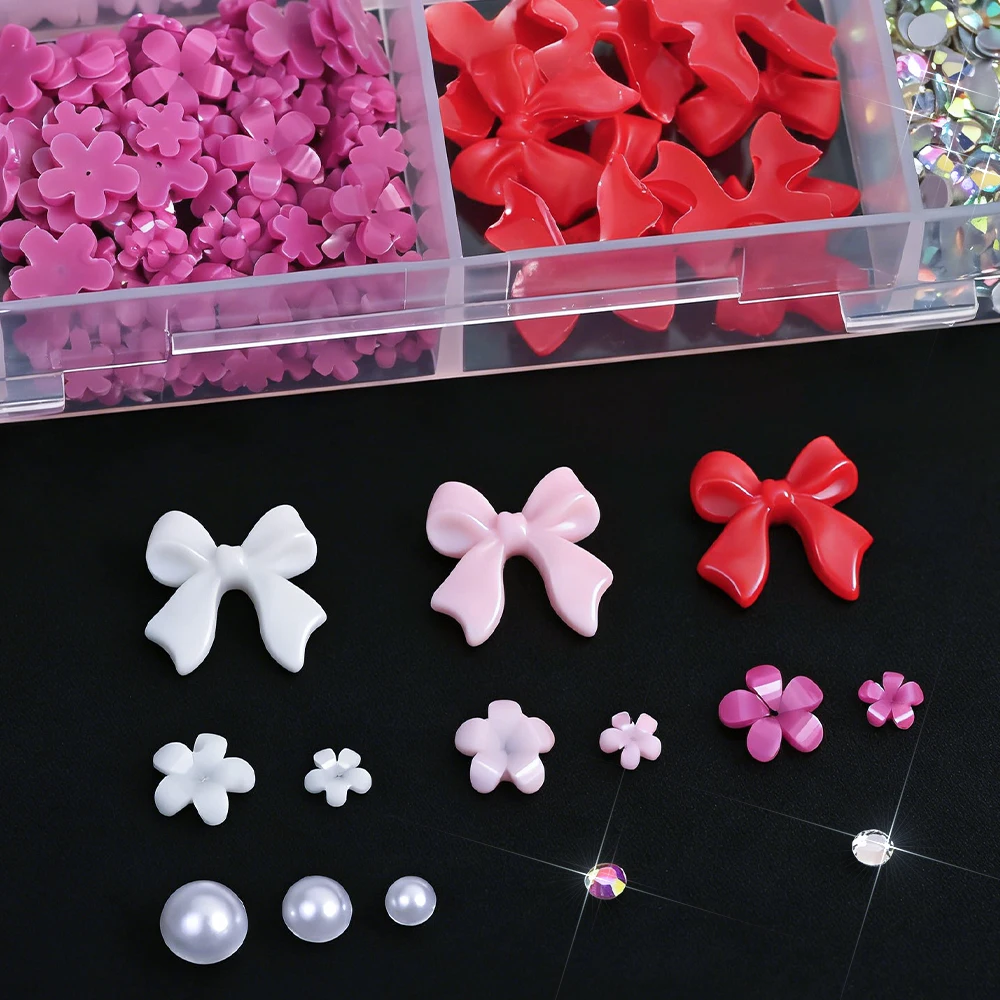 12 شبكة الراتنج خمسة بتلات زهرة القوس مسمار الراين الأحمر الوردي الأبيض زهر اللؤلؤ مسمار سحر سعة كبيرة المبتدئين مسمار الوصول