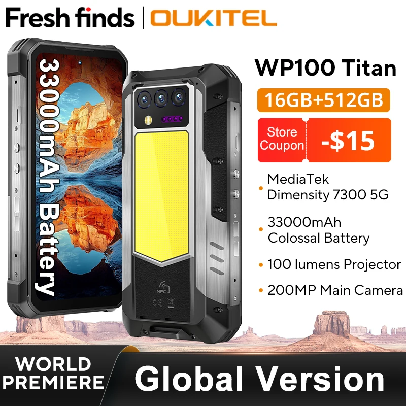 【world premier】oukitel WP100 titáni drsný telefon 33000mah 66W nabíječka 200MP kamera vestavěný projektor kemping lehký mobil