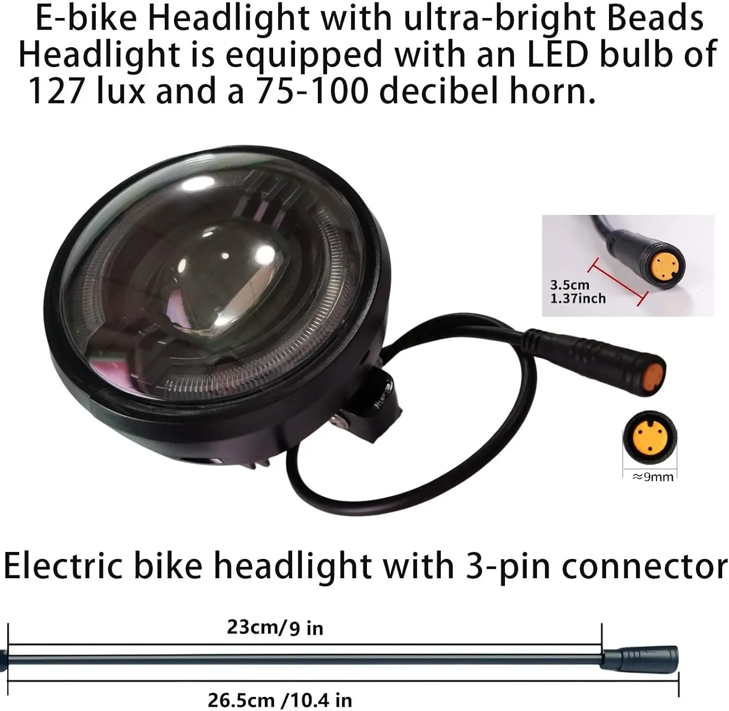 Nulkomma EBike Headlight for Night Riding Compatible for 36 48V Mountain EBike LED Bulb Front Light for Fat Tire Bikes 6W Power
