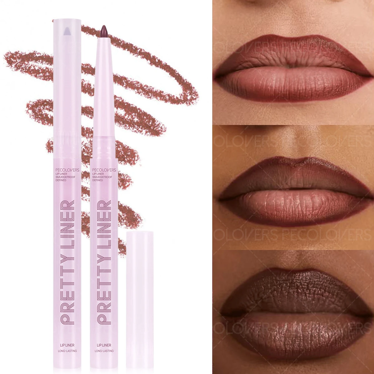 Lápis labial fosco à prova d'água, sexy, contorno labial, caneta rosa, batom macio, ponta de névoa, contorno labial, cosméticos