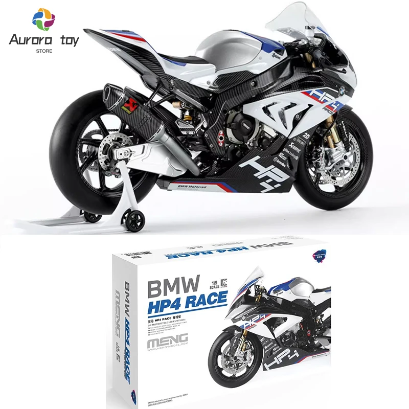 1/9 meng bmw hp4 corrida motocicleta figura de ação Mt-004s pré colorido montar figura modelo colecionável crianças presente aniversário