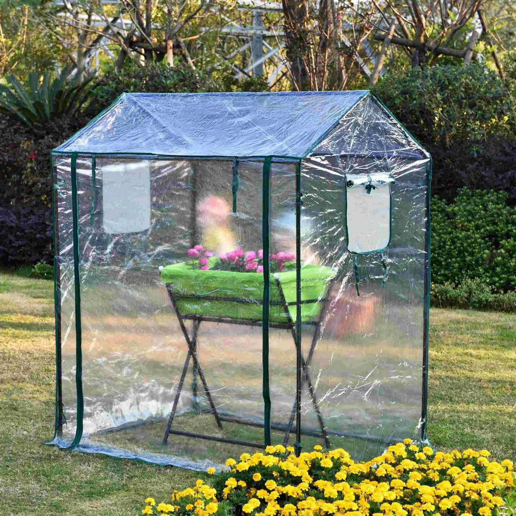 Portable Mini Greenhouse Plant Cover Clear Tent Waterproof Rainproof for Outdoor Garden Patio Backyard Balcony Plant Protection