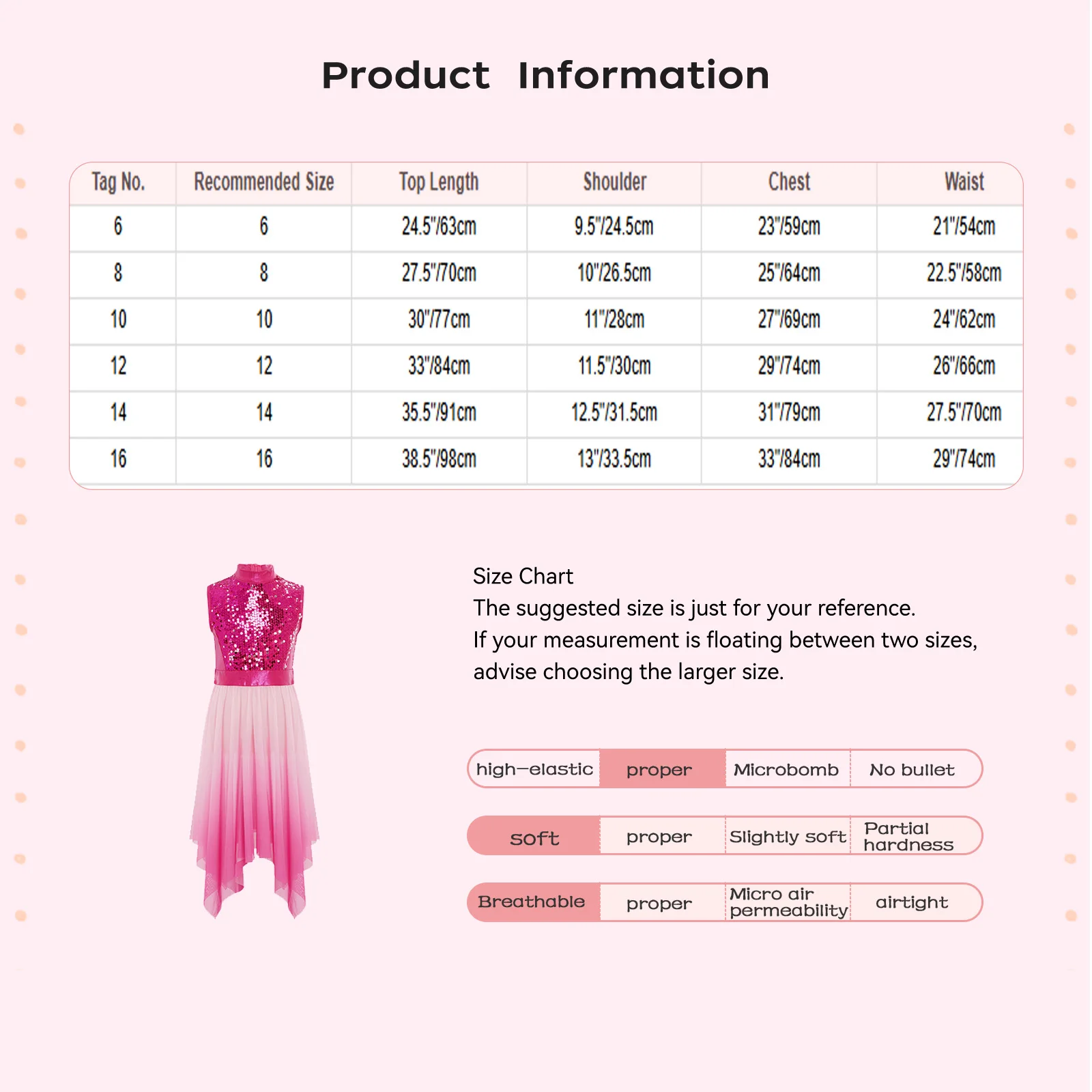 فساتين تونيك للرقص الغنائي للأطفال البنات مع ترتر لأداء الكنيسة والاحتفال
