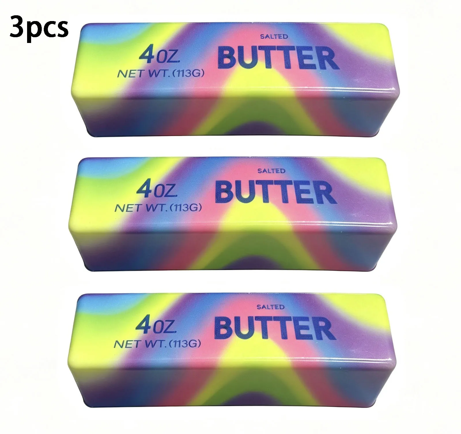 1/2/3 Stück Regenbogen-Butterstab Squishy Spielzeug, langsam aufsteigendes künstliches Lebensmittel-Sensorik-Quetschspielzeug, Angstlinderungsgeschenk für alle Altersgruppen