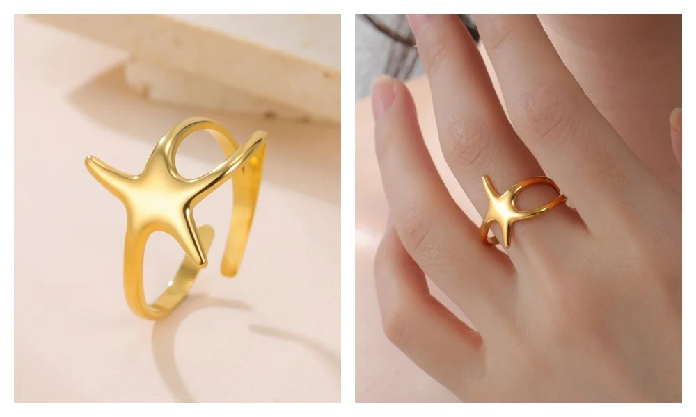 Skyrim Edelstahl Goldfarben Geometrischer Offener Ring Mode Minimalistischer Fingerring Hochzeit Party Schmuck Geschenk Großhandel – Detail 3