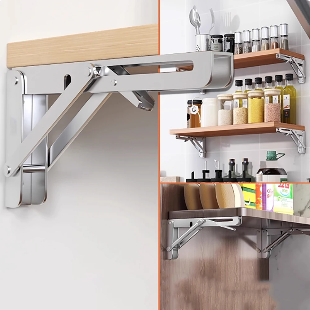 

2Pcs 8/10/12/14 Inch Stainless Steel Tripod Bracket L-Shaped Wall Mounted Thickened Angle Bracket Foldable Right Angle Bracket