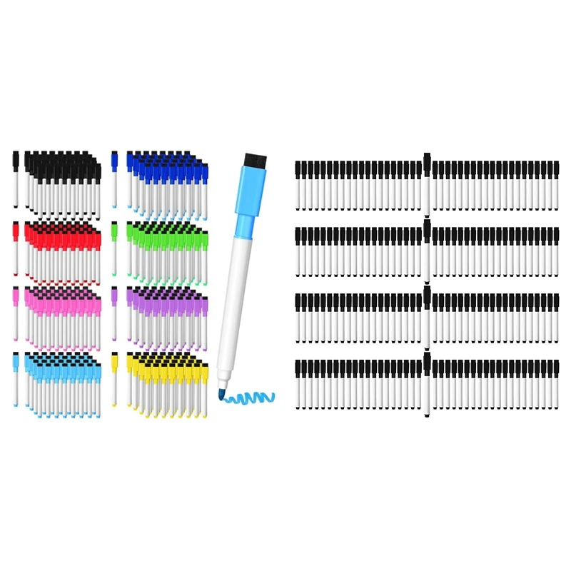 Dry Apagar marcadores magnéticos com Eraser Cap, ponta fina, Whiteboard marcadores, escola, escritório, casa, 200 pcs
