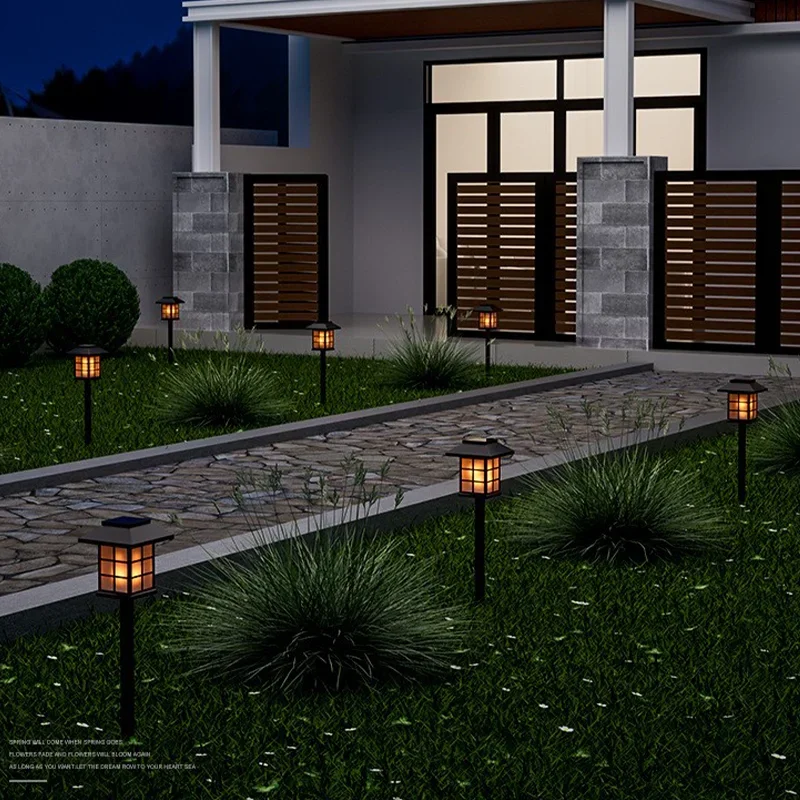 IP44 Waterproof Solar Outdoor Garden Lawn Light LED Simulation Flame Path Ambience Decoration Light Solar-Powered Street Lamps