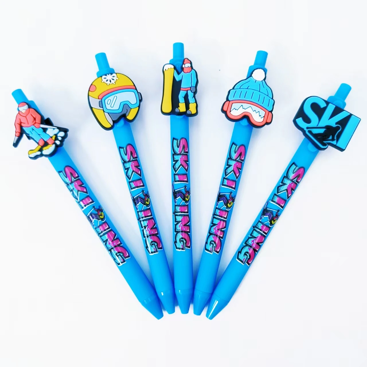 

14/24 шт., синий держатель для ручек, серия, шариковая ручка с нашивкой, забавное катание на лыжах, спортивный стиль, пресс, шариковая ручка, черная шариковая ручка