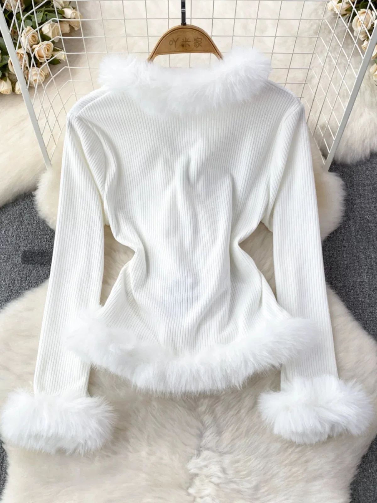 Faux Fur Elegant Coat Women Lady Winter Autumn Knitted Jackets Party Date Charming Tops Banquet Dinnter Coats Fashion Sexy Coat