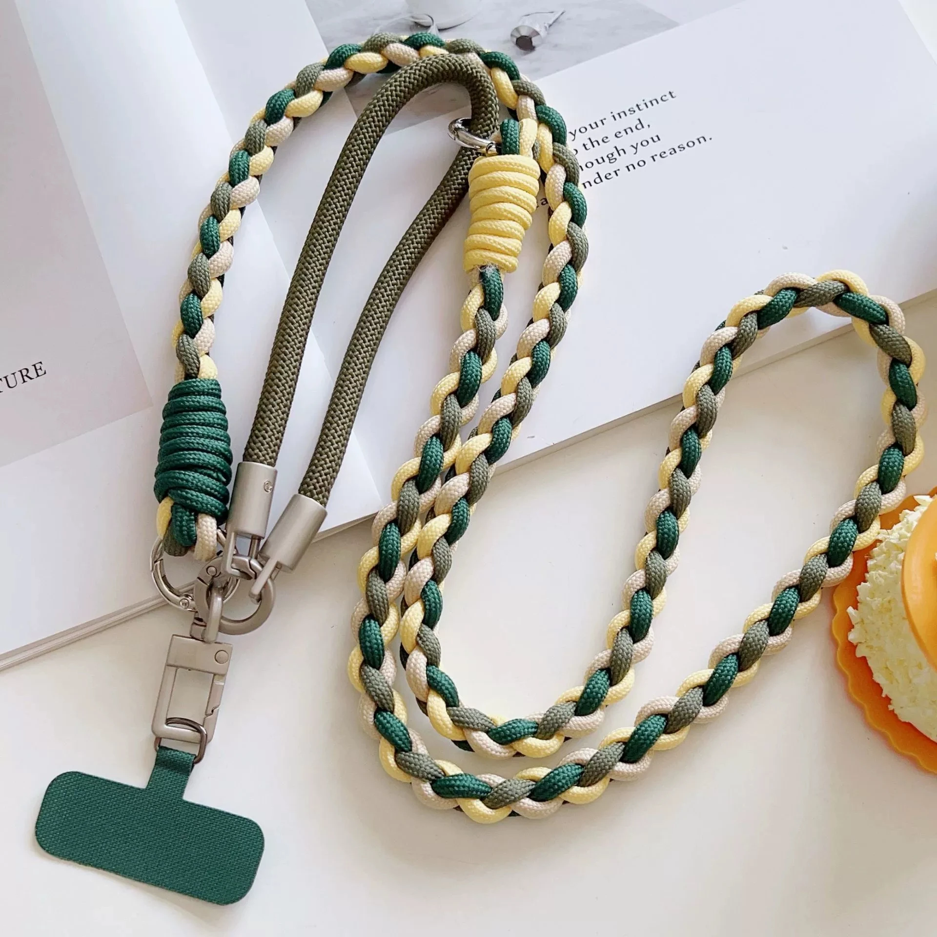 

Splicing Mobile phone lanyard three-purpose pendant adjustable anti-theft rope chain metal gasket messenger bag neck wrist