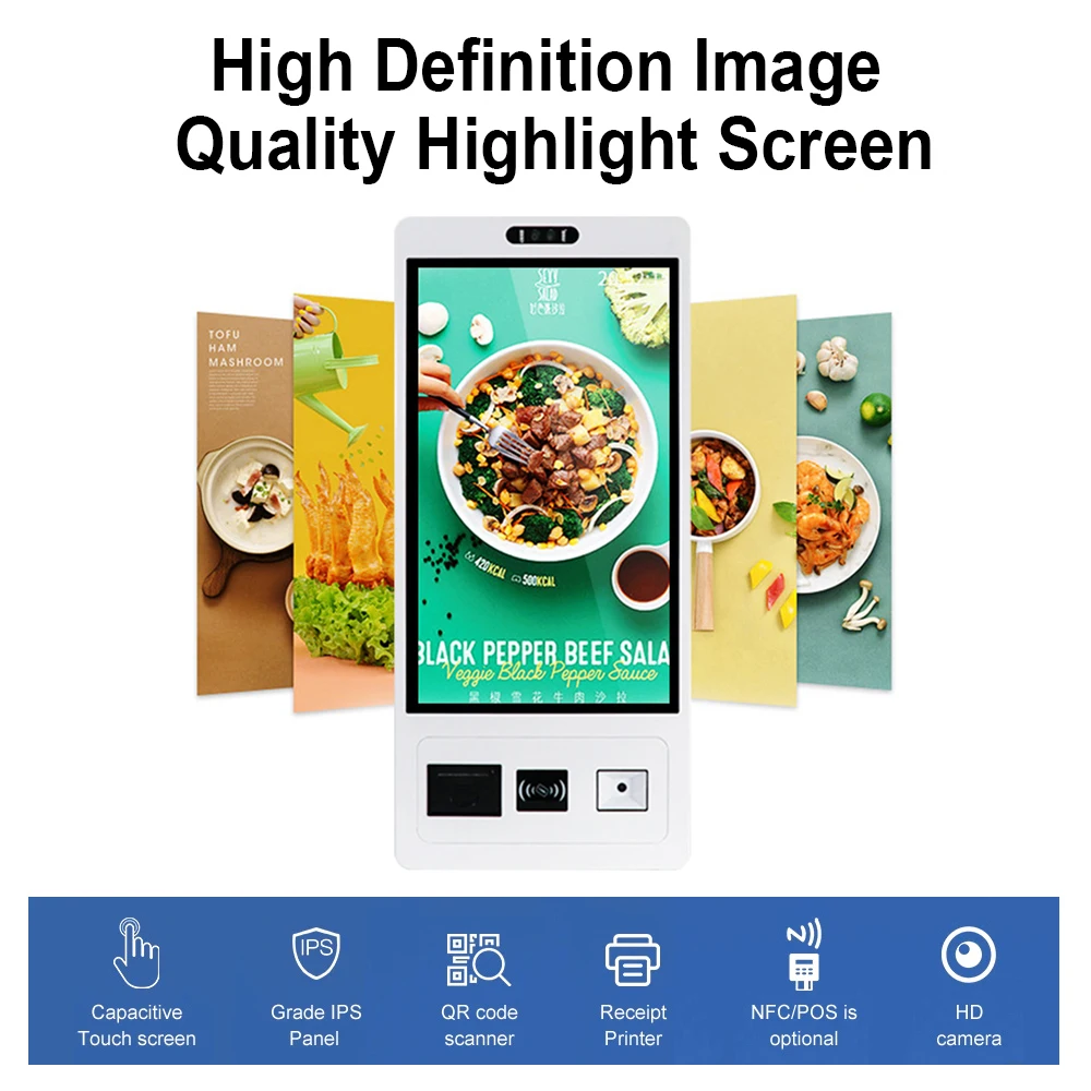 Chioschi di montaggio a parete del Touch Screen del ristorante degli alimenti a rapida preparazione del chiosco di pagamento di auto da 23.8 pollici