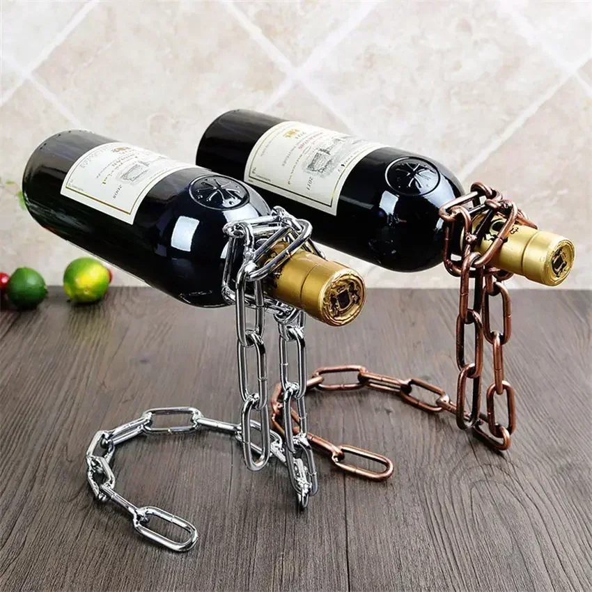 

Creative Magic Metal Hanging Chain Wine Rack Vintage Creative Restaurant Bar Bracket Display Rack Home Decoration Gift Holder