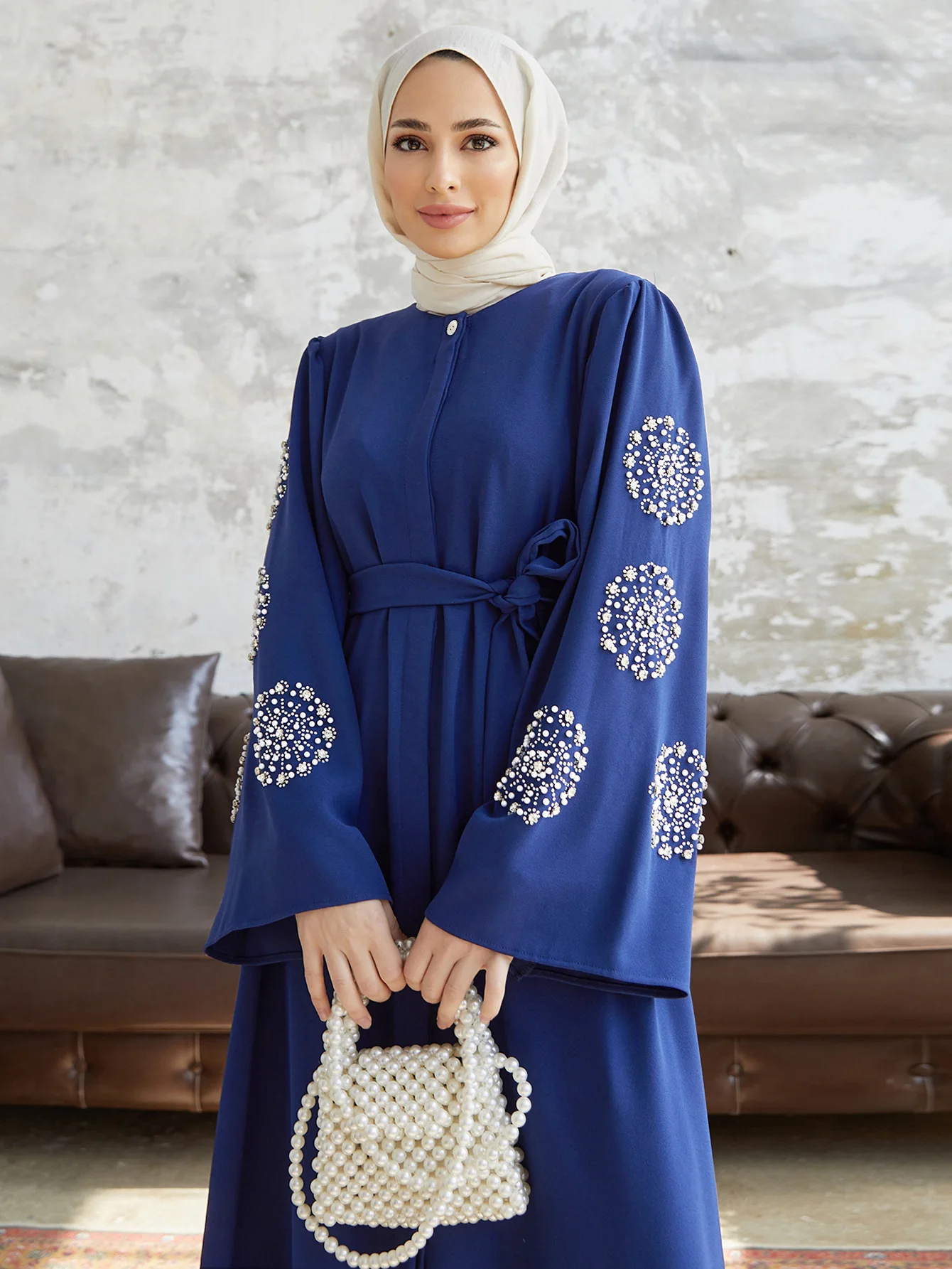 

Ид Джалабия Платье для Женщин Мусульманское Длинное Платье Бисероплетение Абая Марокко Кафтан Турция Мусульманский Дубай Пояс Халат Абая Vestidos Largos