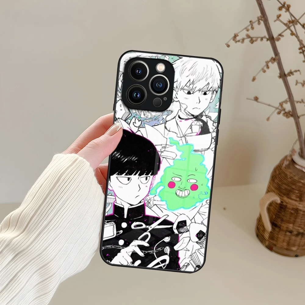 Mob Psycho 100 Phone Case For IPhone 15 13 14 16 12 11 Pro XS Max Plus Mini X XR SE2020 Tempered Glass Coque