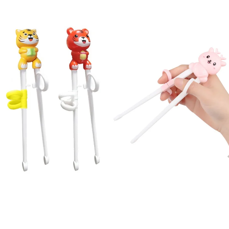 1Pair Cartoon Chopsticks For Kids Tiger penguins Learning Chop Sticks Reusable Training Chopsticks Cute Children Tableware Set