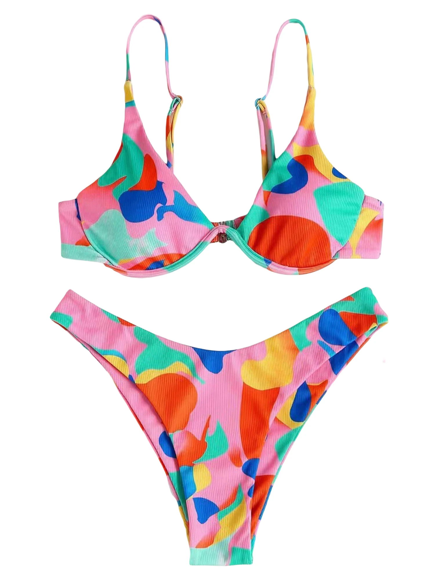 

Women s Floral Print Halter Neck Bikini Set with High Waist Bottoms - Stylish Swimwear for Summer Beach Parties