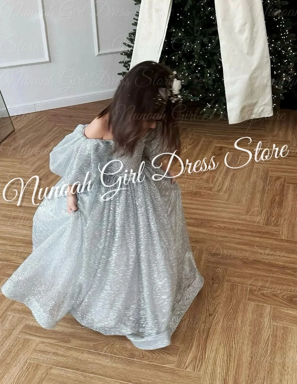 Glanzende off-the-shoulder bloemenmeisjesjurken voor bruiloft met strik meisjesjurk voor fotoshoot eerste communiejurken op maat