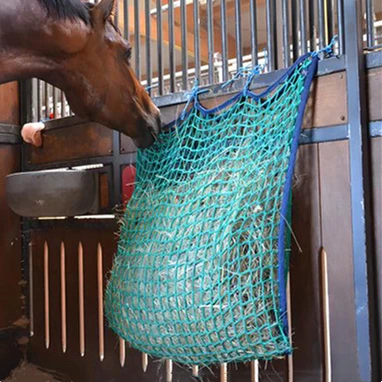 

2025 Equestrian Horse Hay Bag Grid Weaving Large Capacity Hay Bag Portable Hanging Hay Net Bag Slow Feeder