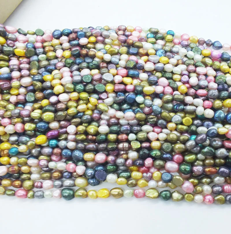 10 shares  6-7mm 16''L=40cm/Strand Multi Color  Good Qaulity Baroque Pearl Loose Freshwater Pearl Strand