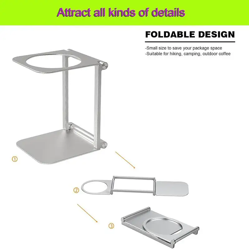 Picture 3: Foldable Aluminum Alloy Coffee Drip Holder Stand for Wireless Portable Espresso Machine Electric Pour over Brewer Travel Support