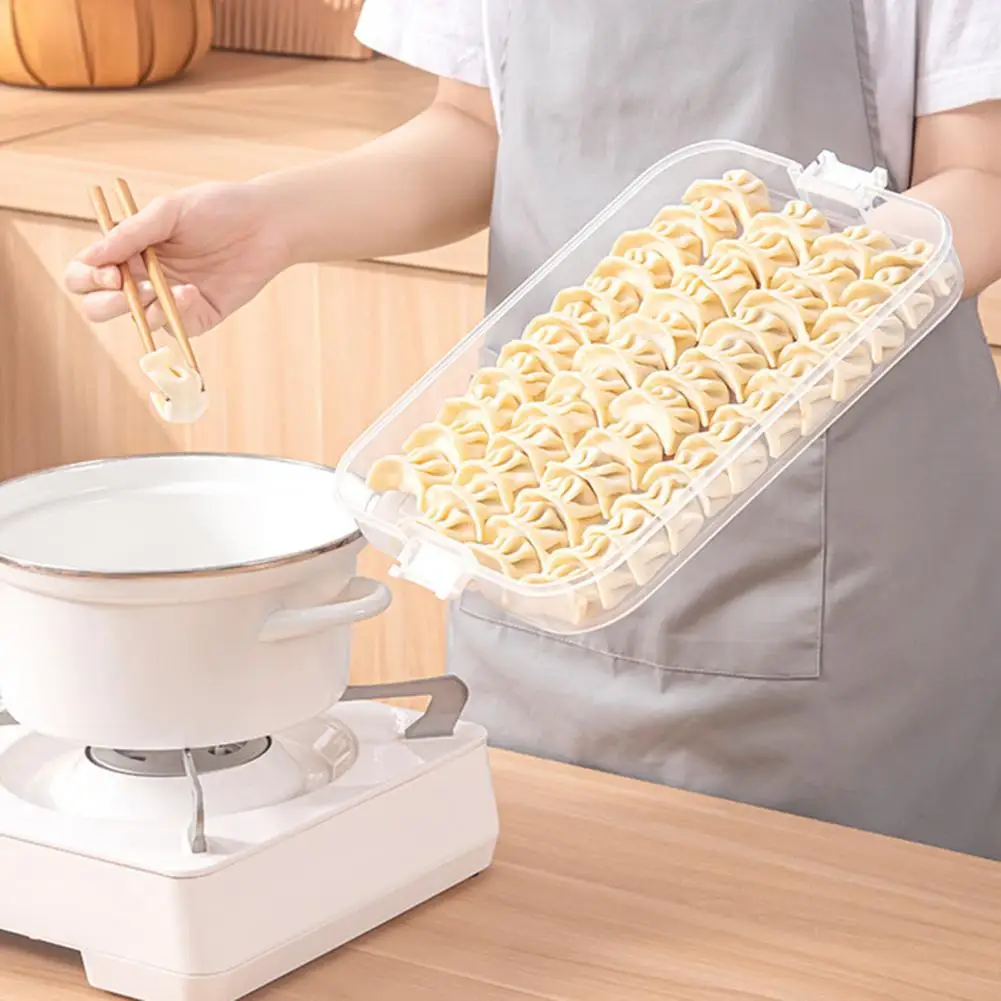 Refrigerator Food Storage Box Odor-proof Food Container Capacity Dumpling Storage Box with Portable Handle for Refrigerator