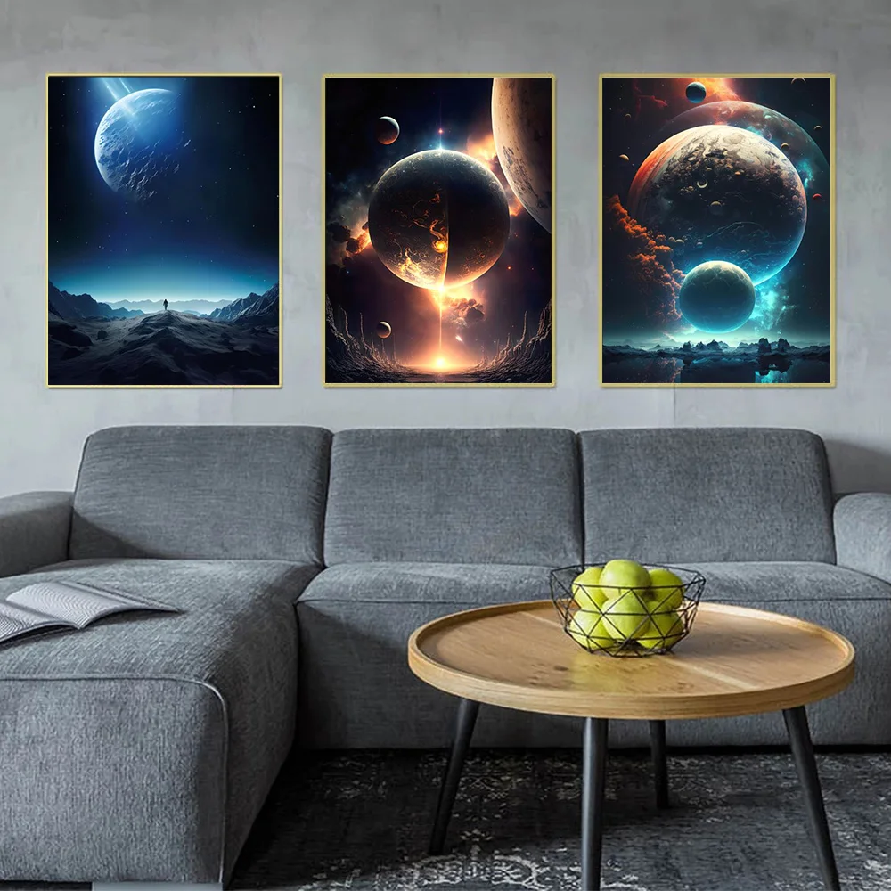 Space Sci-Fi Interstellar Black Hole Universe Planet Poster Gift Canvas Painting Modern Wall Art Print Living Room Bedroom Decor