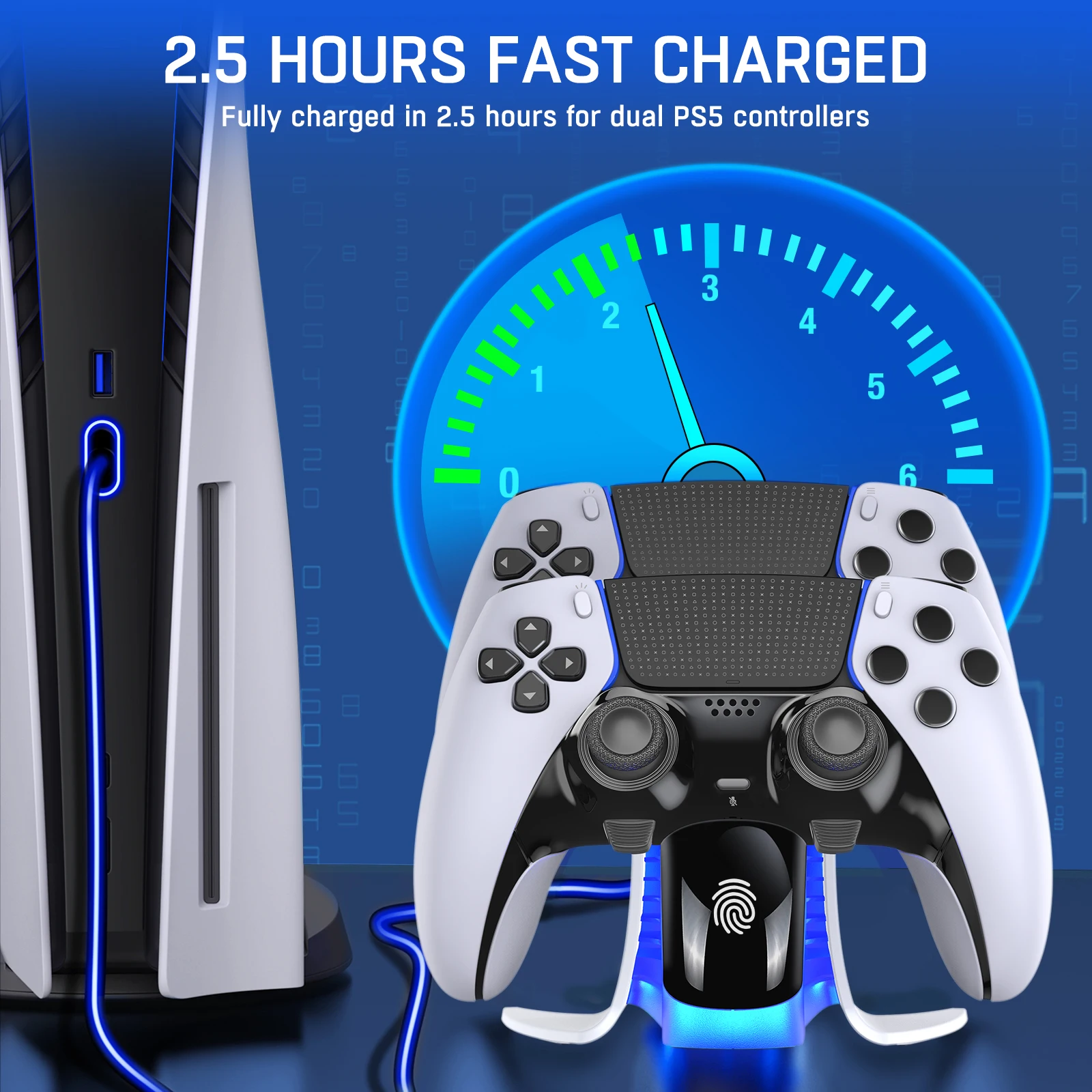 BEBONCOOL-cargador Dual Dualsense para PS5, base de carga con Cable USB C para ESTACIÓN DE PS5 y Playstation 5