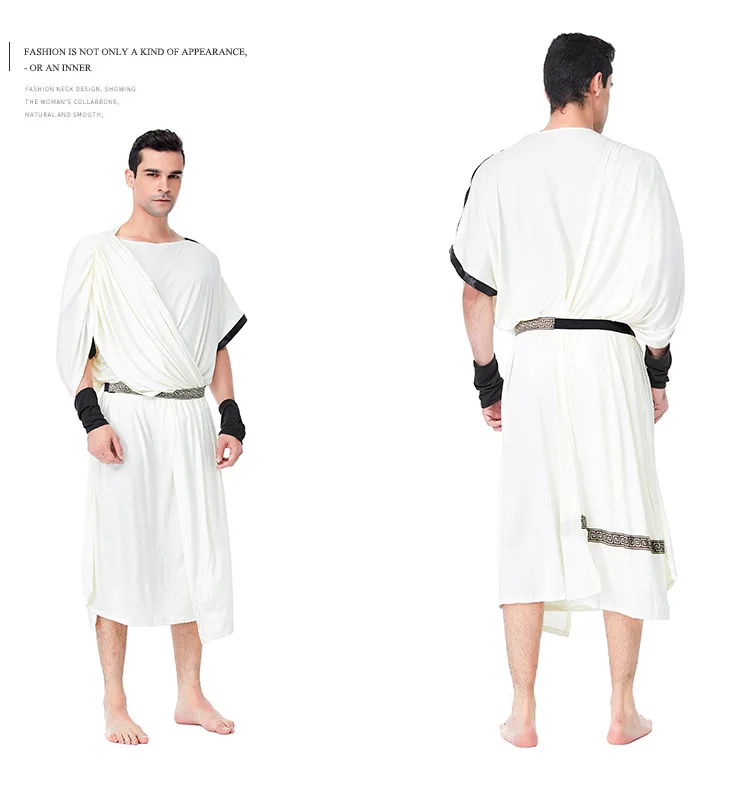 

Men White Robe Arab Prince Cosplay Greek Roman Costume Women Goddess Dress Halloween Carnival Party Solider Clothes