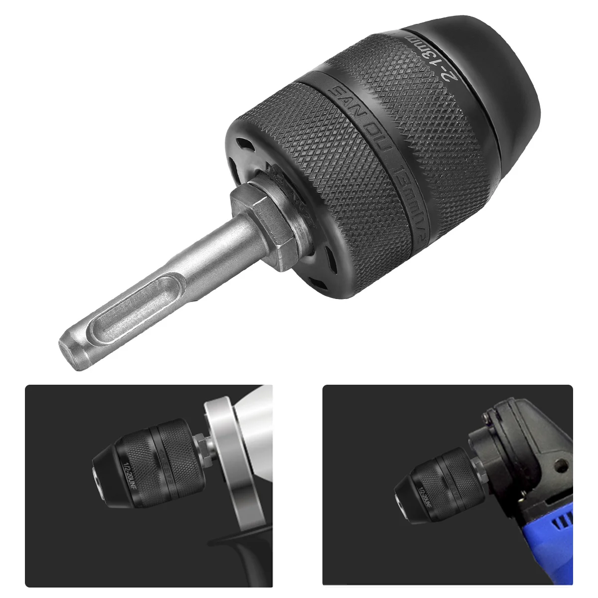 

Durable Keyless Drill Chuck 2-13mm Adaptor Vanadium Steel 3-Jaw Mini Converter Tool Aluminum Alloy Impact Driver Bits
