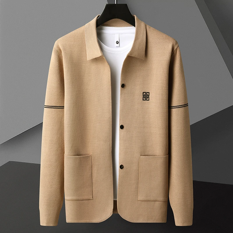 

2024 Autumn Line Decoratio Cardigan Sweater Men Long Sleeved Knitted Sweater Hombre Botones Sweater Cardigan Male Garment Coat