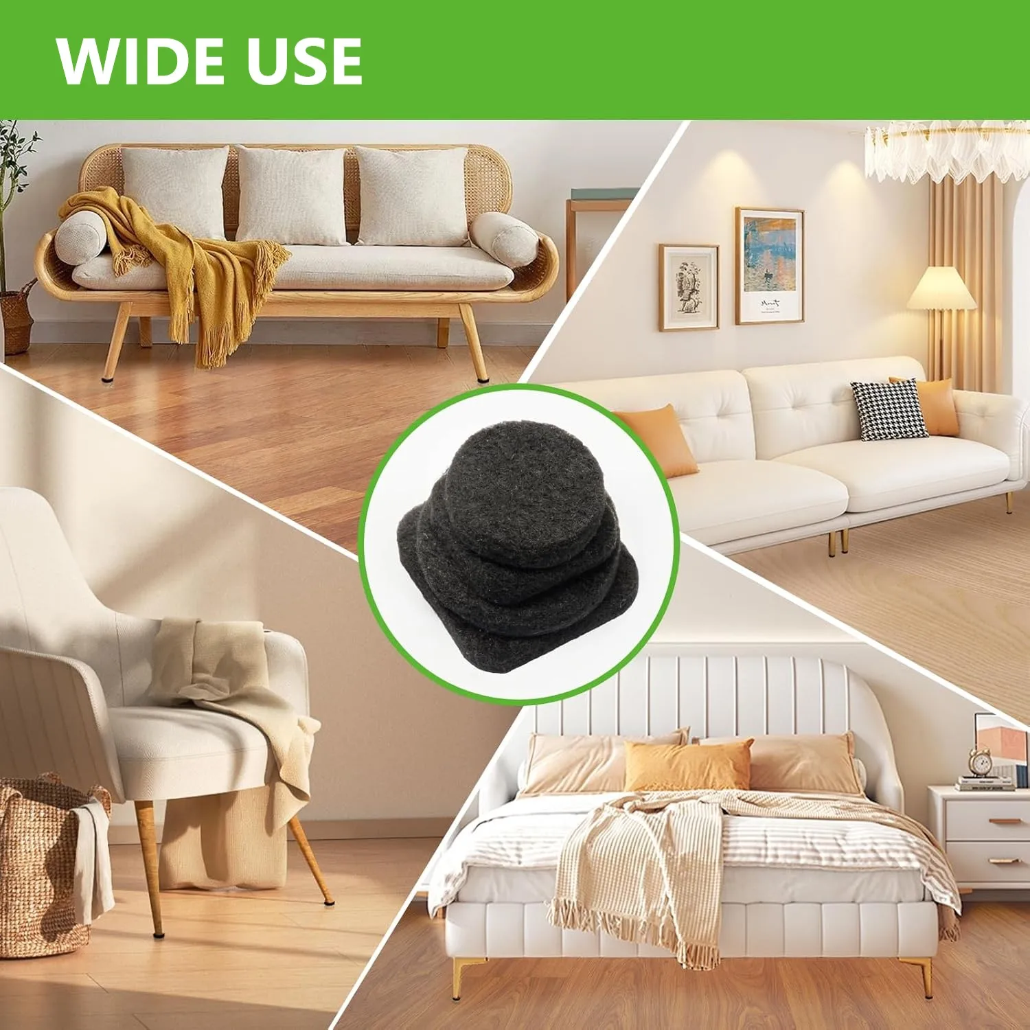 172PCS Felt Chair Leg Pads Round Square Floor Protector Self Adhesive Furniture Pads Mute Bumper Pad Home Furniture Feet Mat image 6