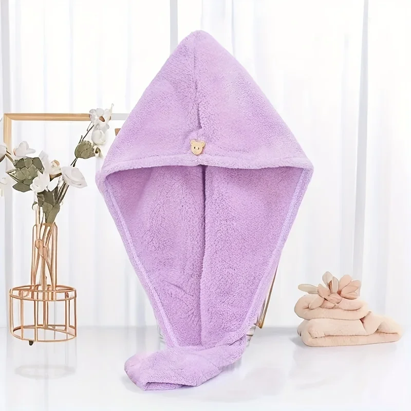 Quick Drying Hair Towel Wrap Coral Velvet Solid Water Absorbent Dry Hair Hat Bathroom Hair Washing Headband Quick Drying