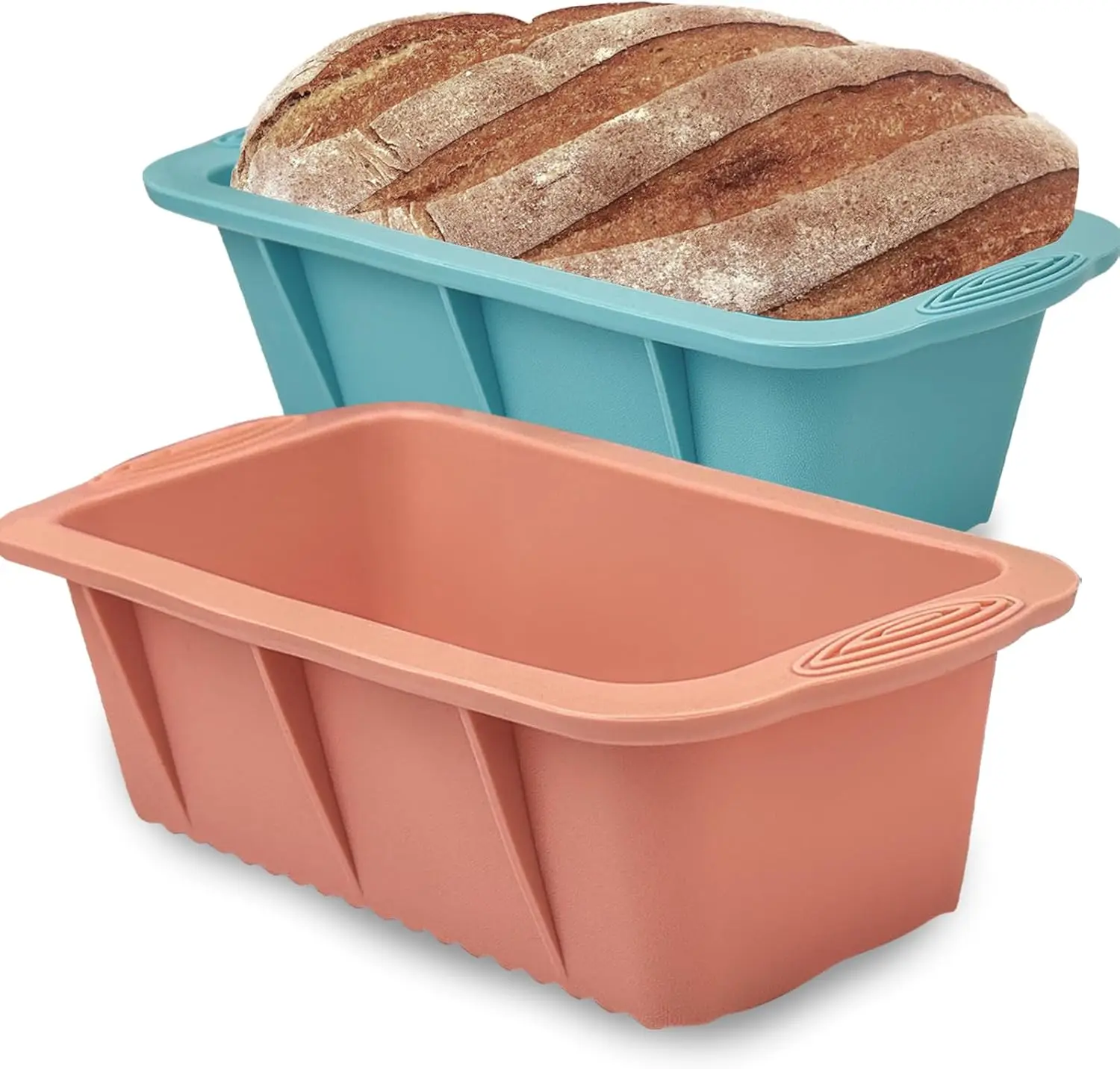 

2-Pack Silicone Loaf Pans, Non-Stick Rectangular Baking Molds for Oven, Easy Release & Dishwasher Safe