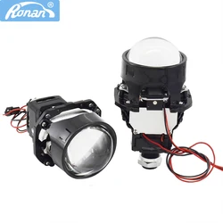 Ronan 2.5inch 56W Bi-LED 6PCS+1PCS Dual Reflector Bowl Projector Lens for H1 H4 H7 9005/9006 Socket Car Headlight Retrofitf